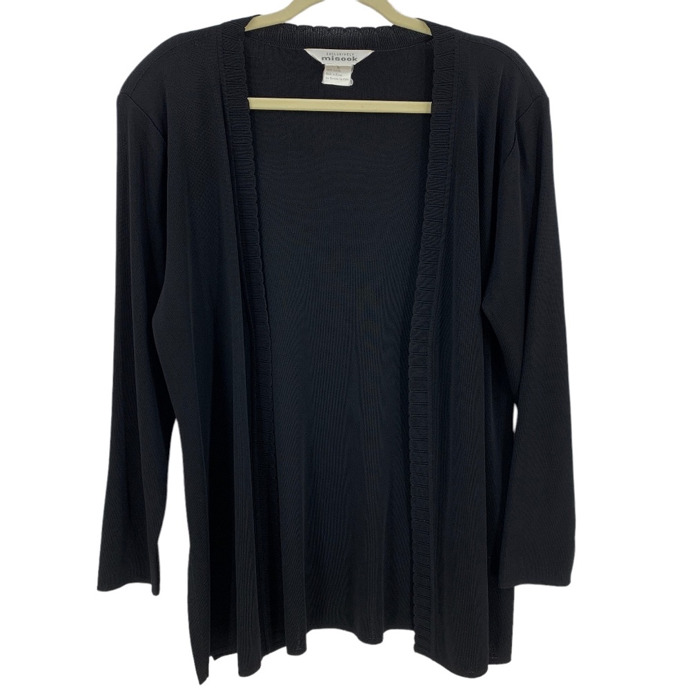 Misook Black Open Front Cardigan